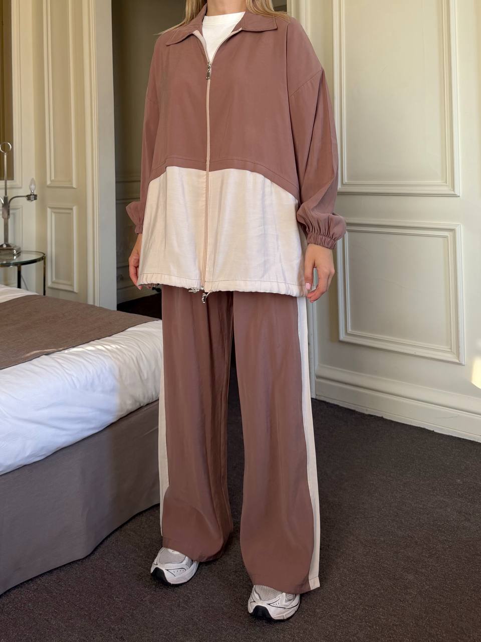 Half Half Contrast Tencel Set