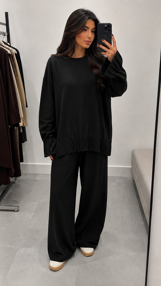 Pleated Motion Black Set