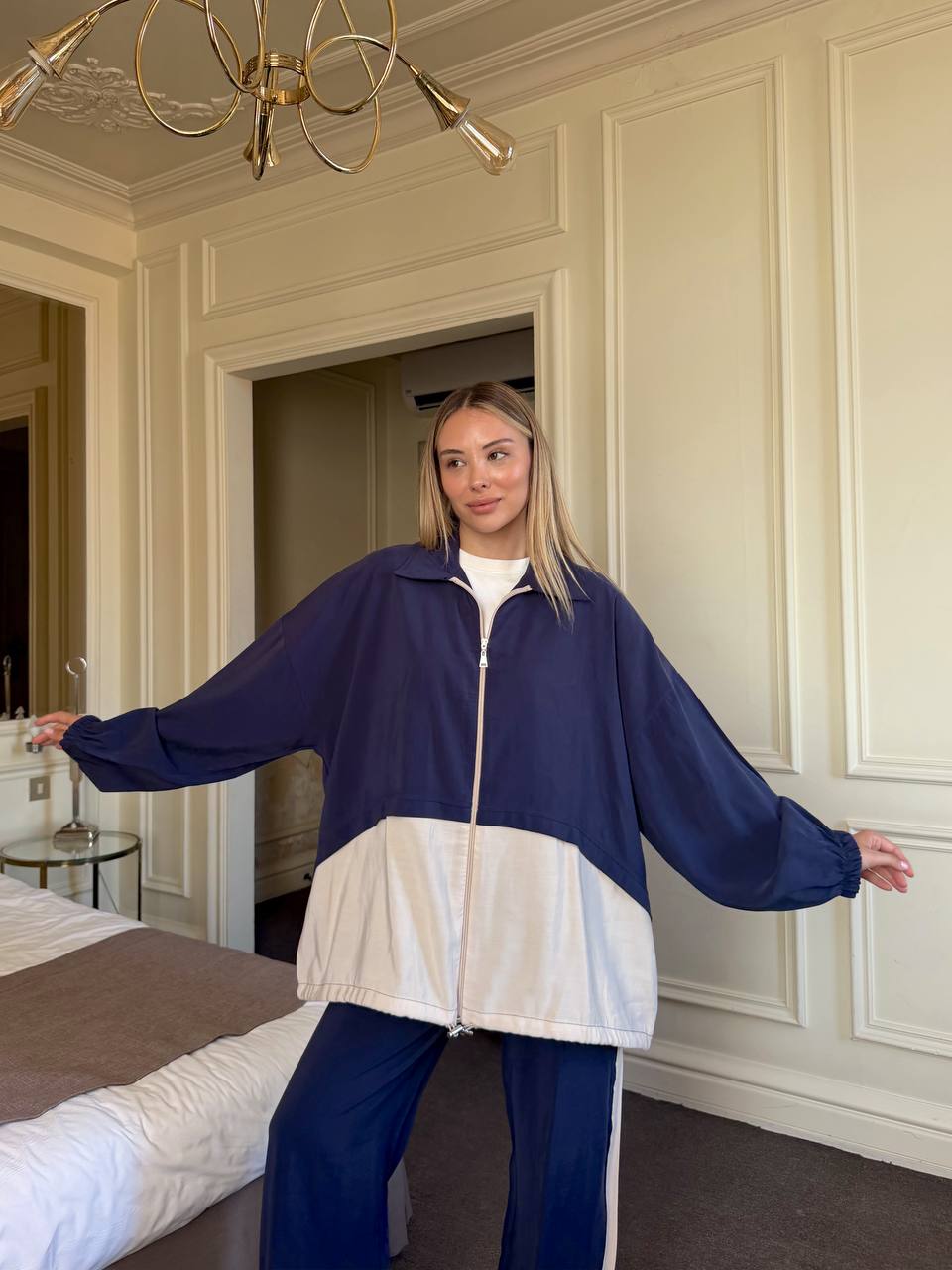 Half Half Contrast Tencel Set