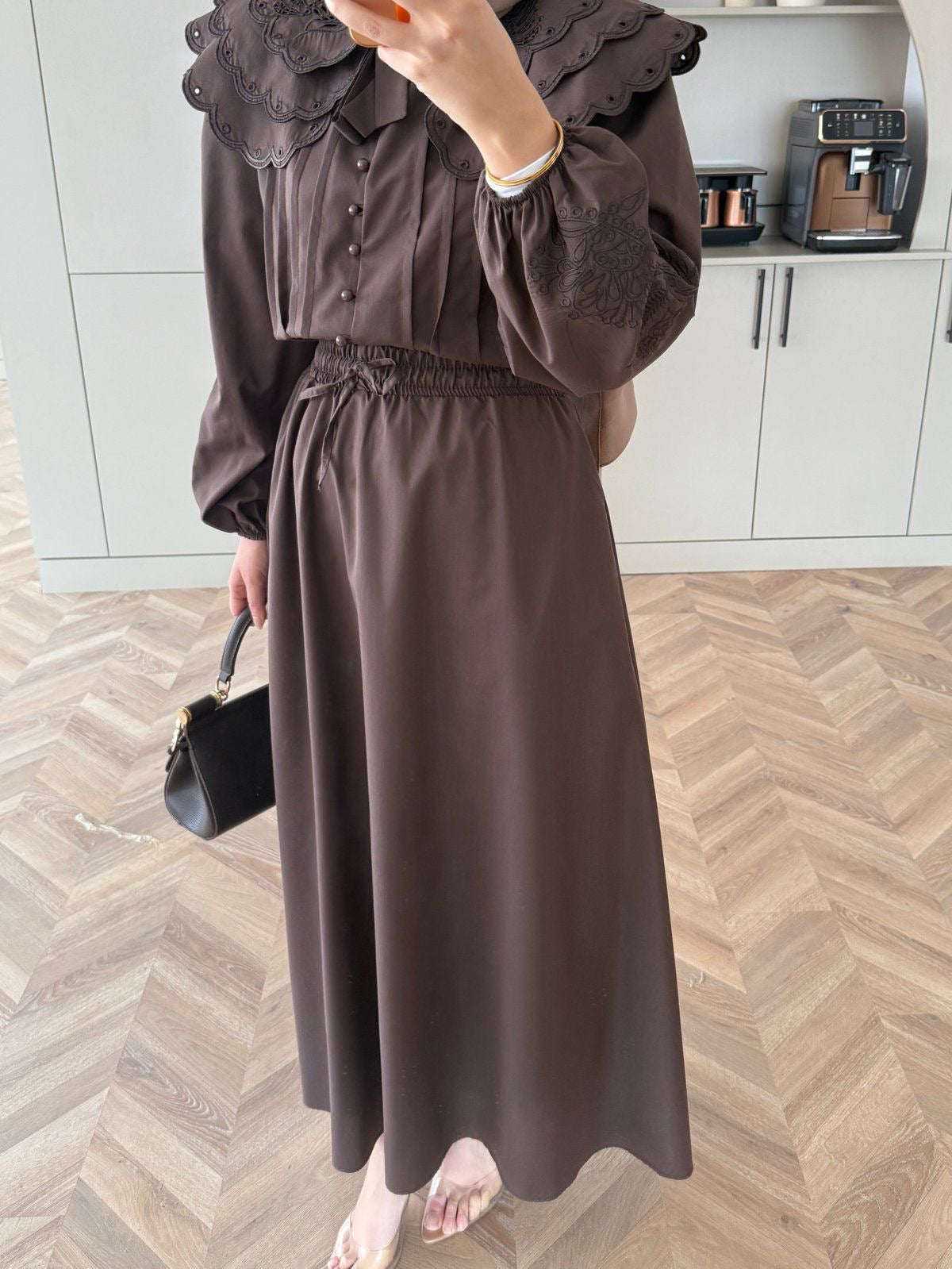 Elegant Ruffle Blouse Skirt Set