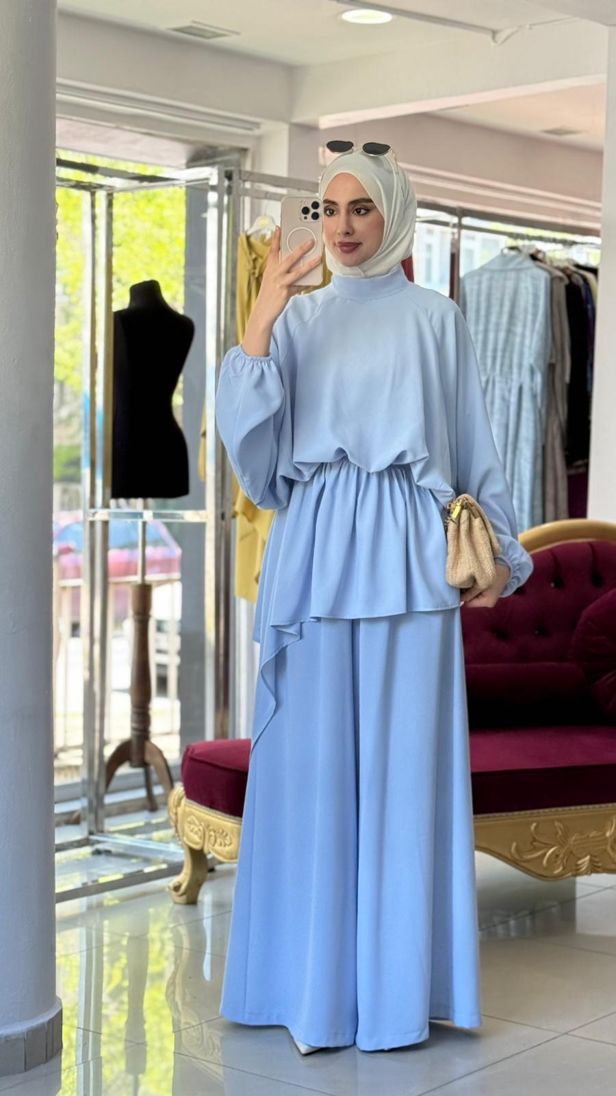 Serena Bow Elegant Bagi Pants Set