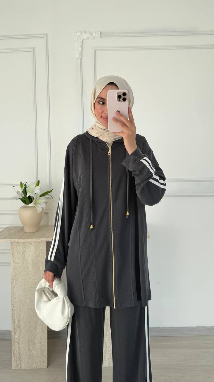 Urban Stripe Hoodie Set