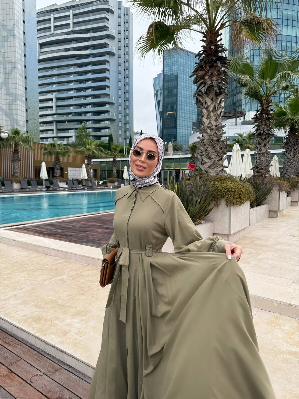 Elegant flared dress, fitted at the bust