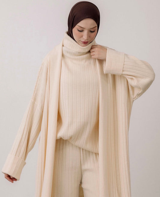 Elegant Ribbed Knit 3-Piece Set