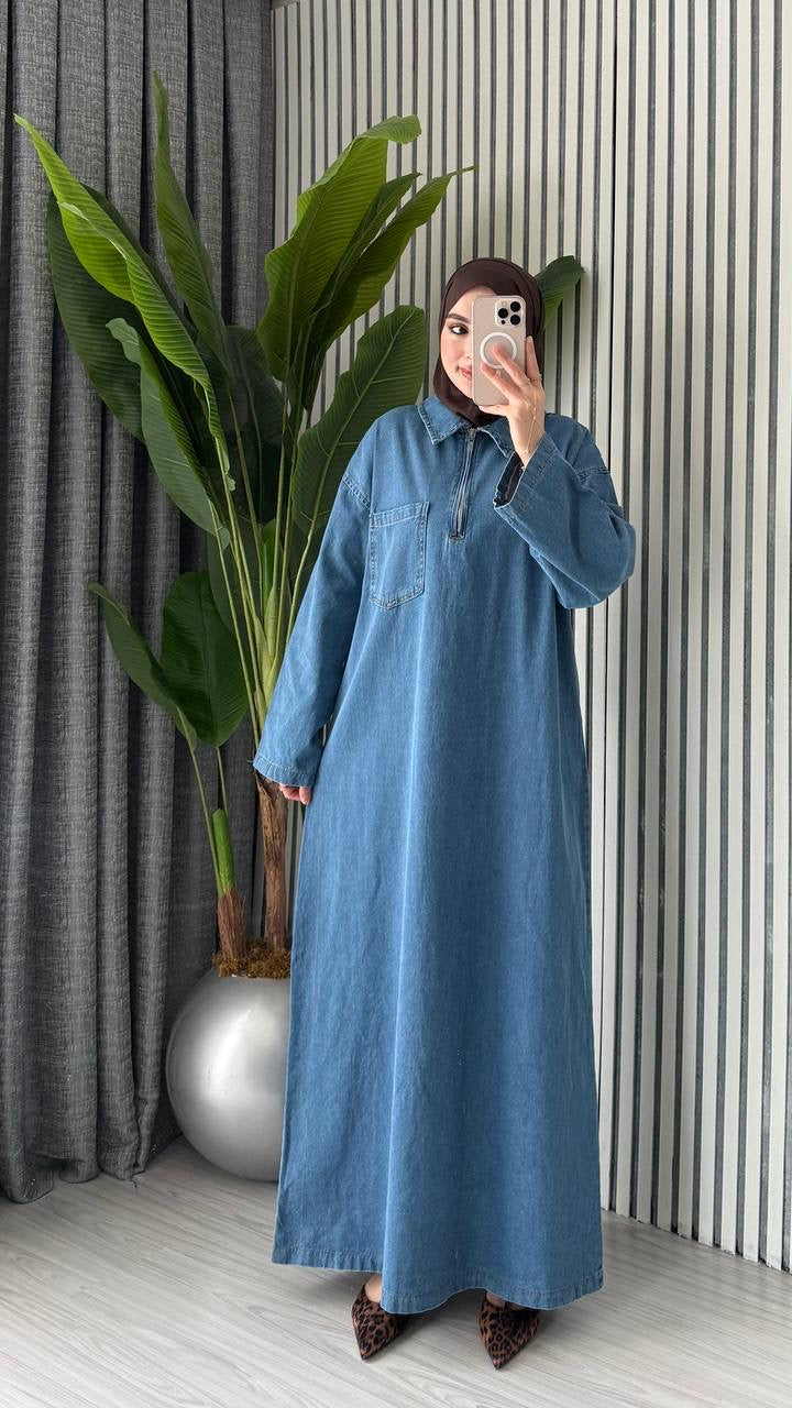Unique piece : Denim dress with a belt