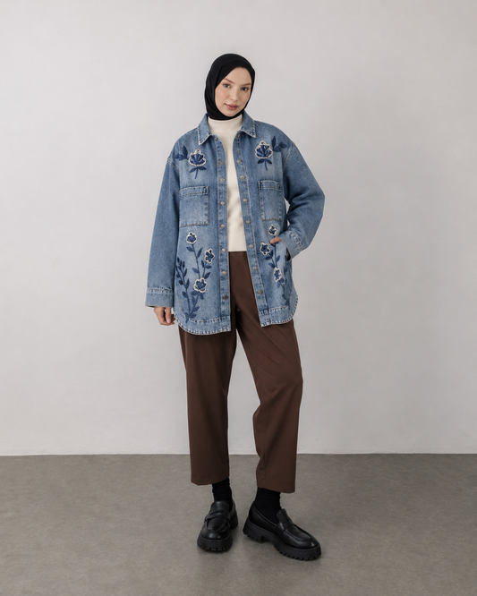 Floral Embroidered Denim Jacket