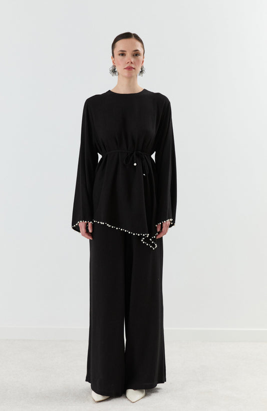 Pearl Edge Elegance | أناقة حواف اللؤلؤ (Linen Fabric) (2 Colours)