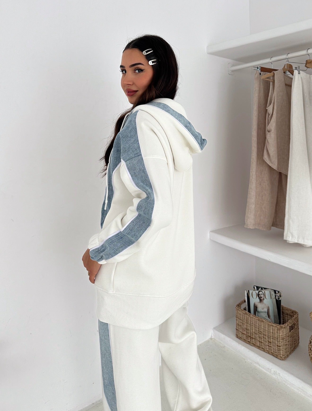 Denim With Fleece Comfy Suit In 4 Colours