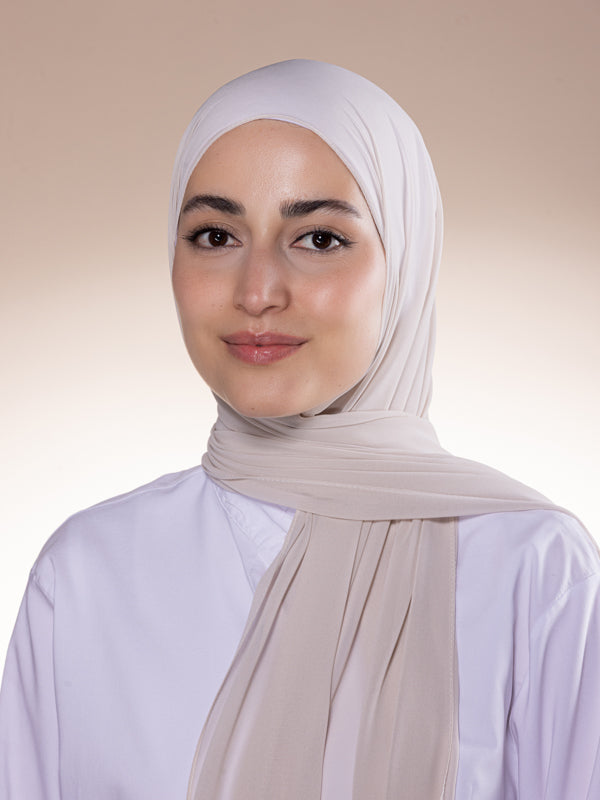 Beige-colored chiffon hijab