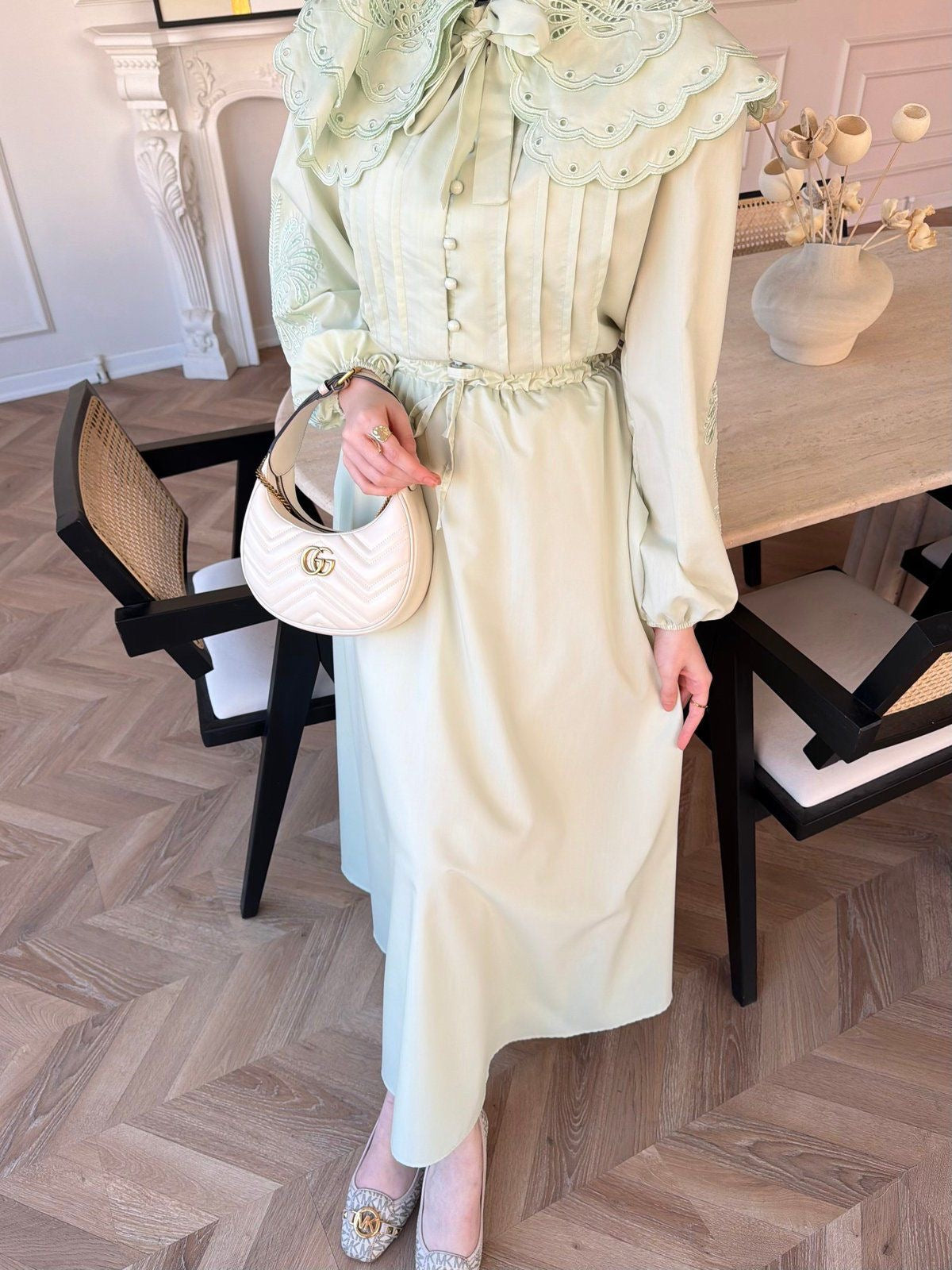 Elegant Ruffle Blouse Skirt Set