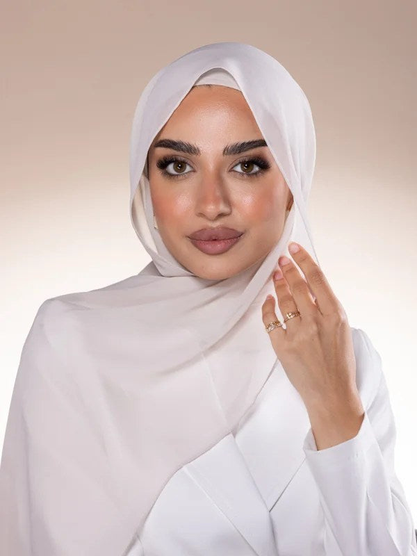 Beige-colored chiffon hijab