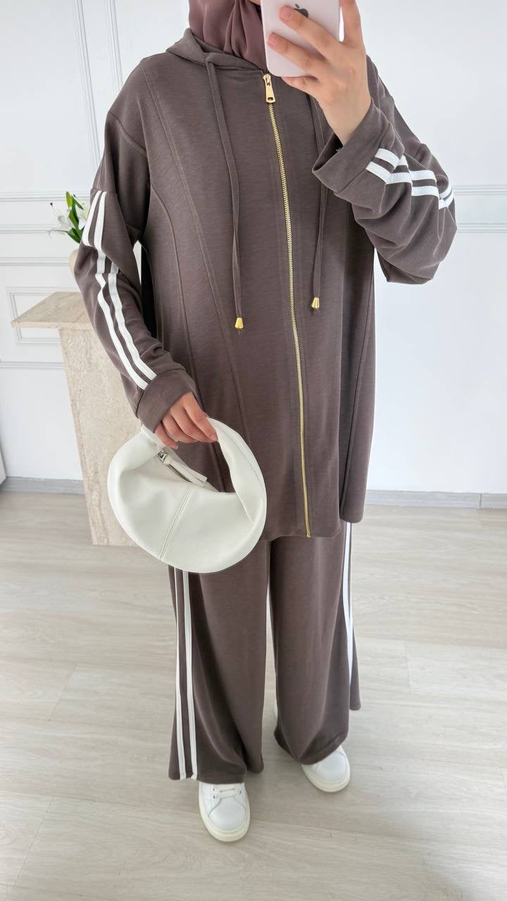 Urban Stripe Hoodie Set