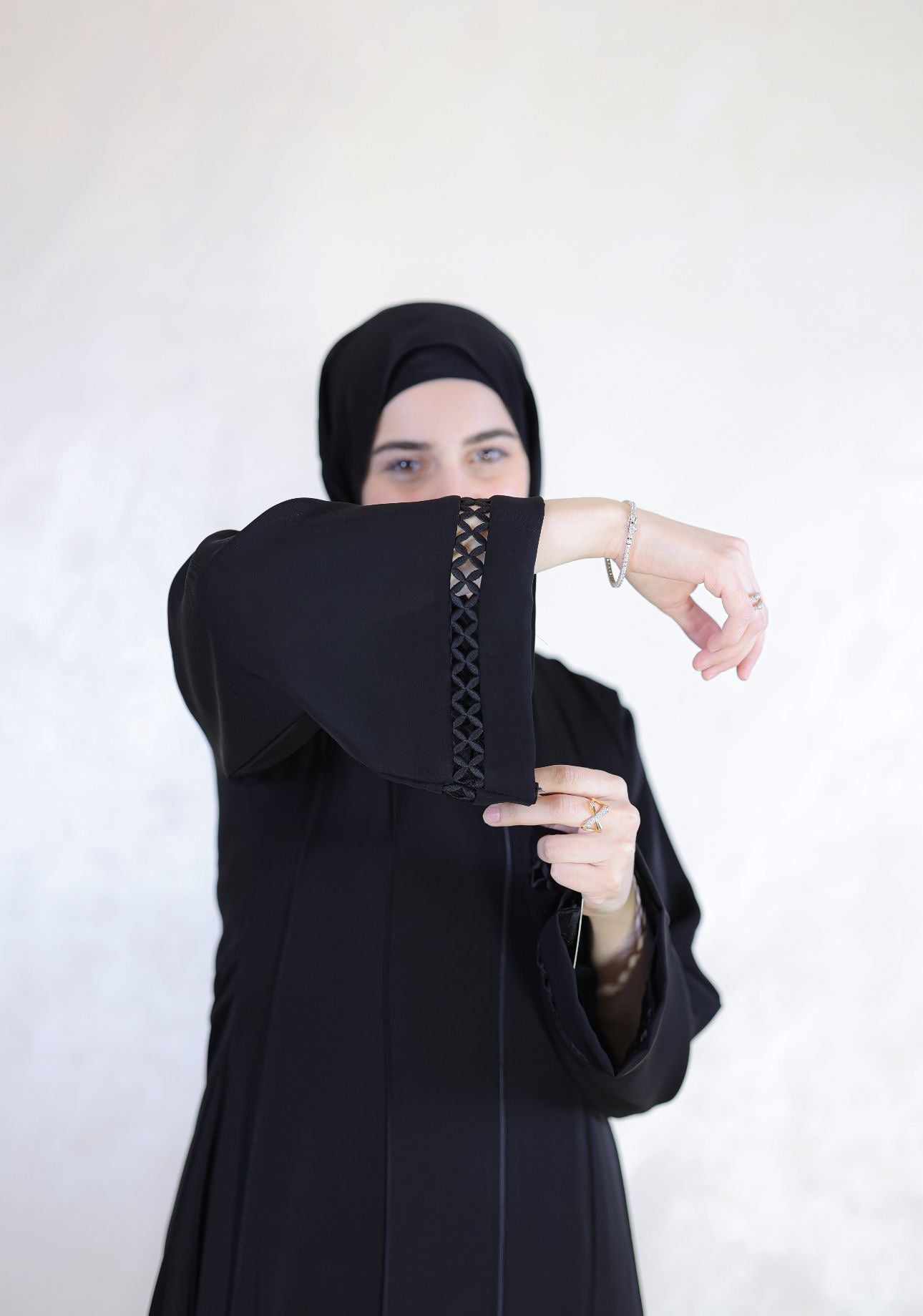 Lattice Pattern Sleeve Abaya