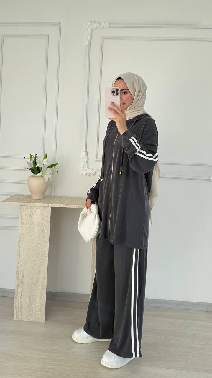 Urban Stripe Hoodie Set