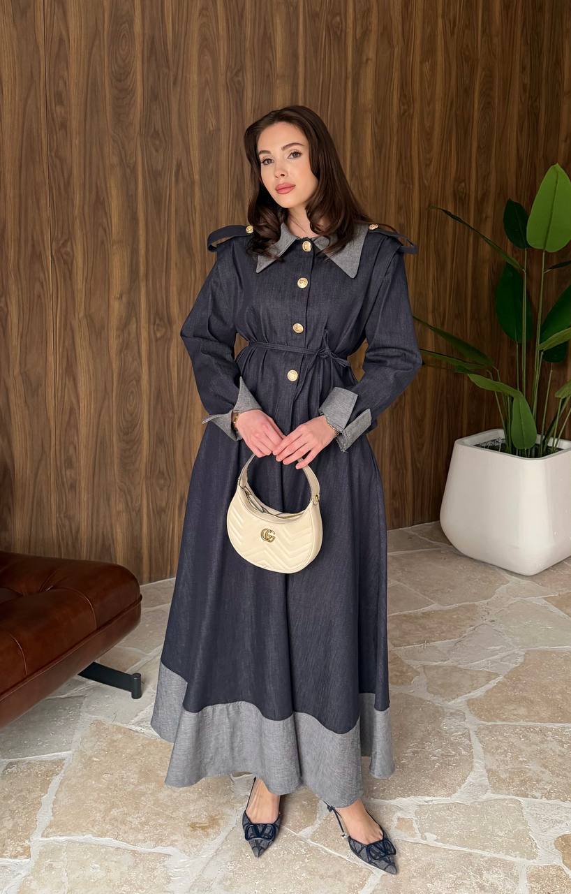 Chic Buttoned Denim Skirt Set
