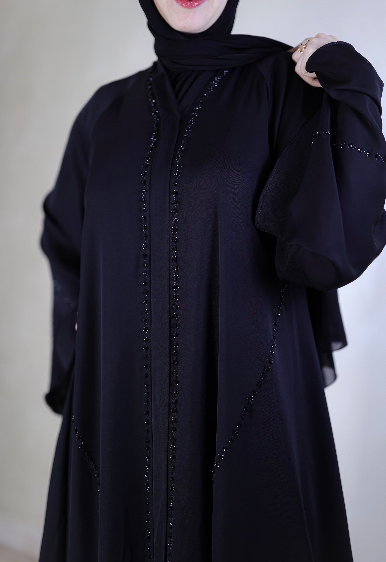 Floral Lines Luxe Abaya - with shal