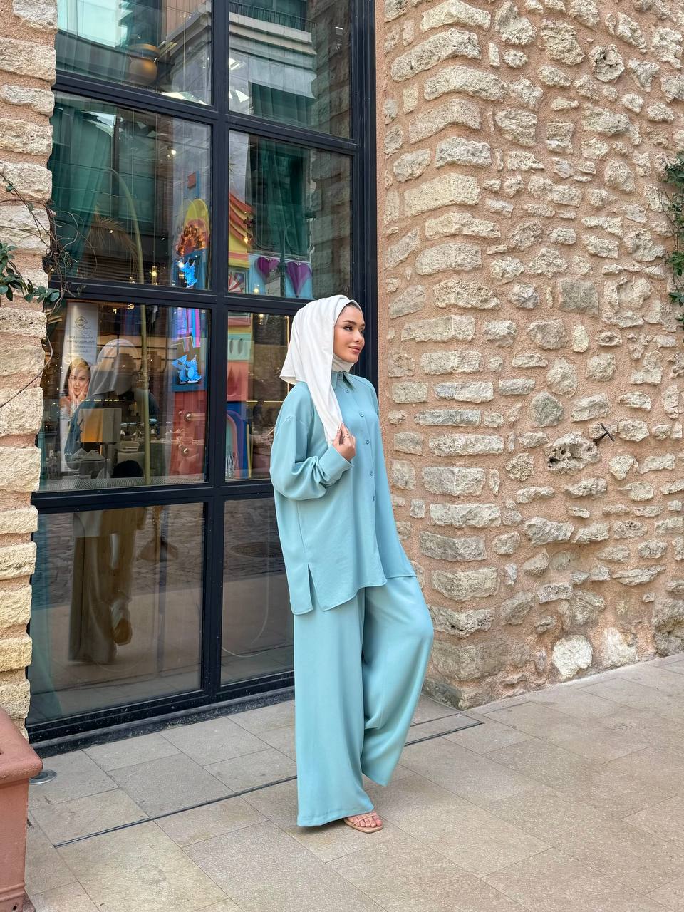 Premium Cooling Crepe Buttoned Summer Set