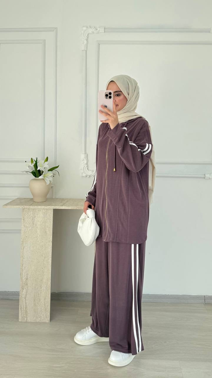 Urban Stripe Hoodie Set