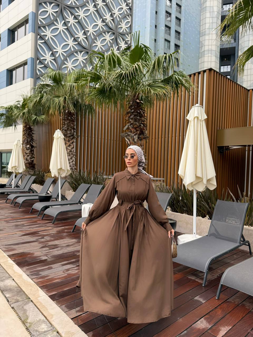 Elegant flared dress, fitted at the bust