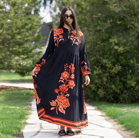 Noir & Orange Dress