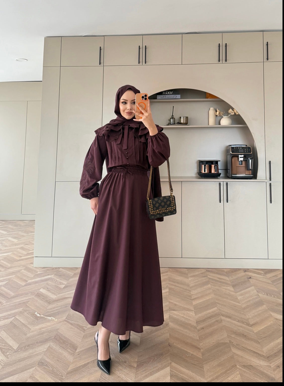 Elegant Ruffle Blouse Skirt Set