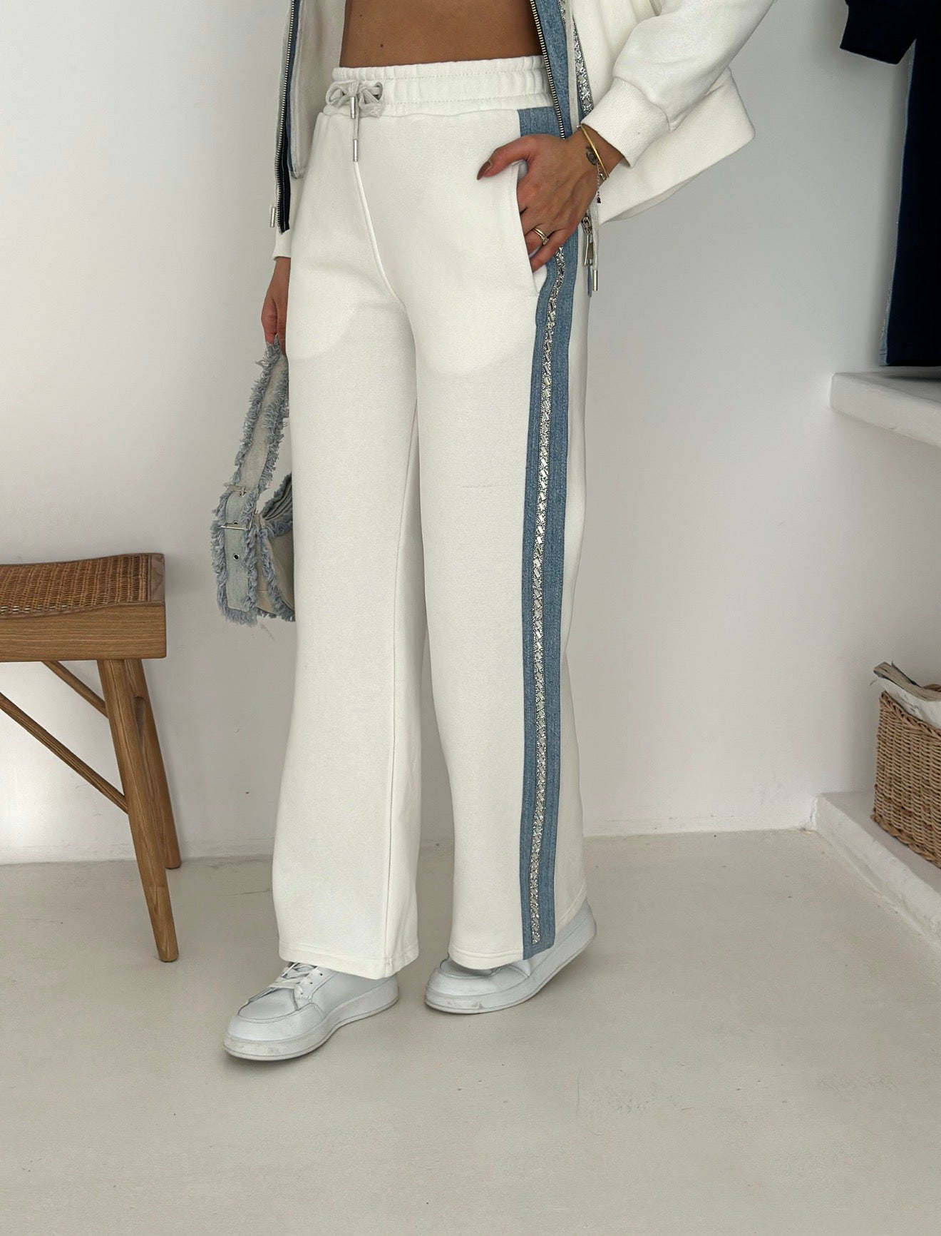 Denim Luxe Suit With Strasse