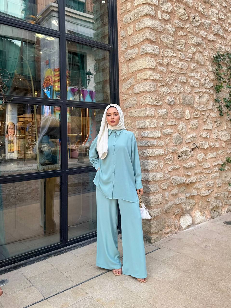 Premium Cooling Crepe Buttoned Summer Set