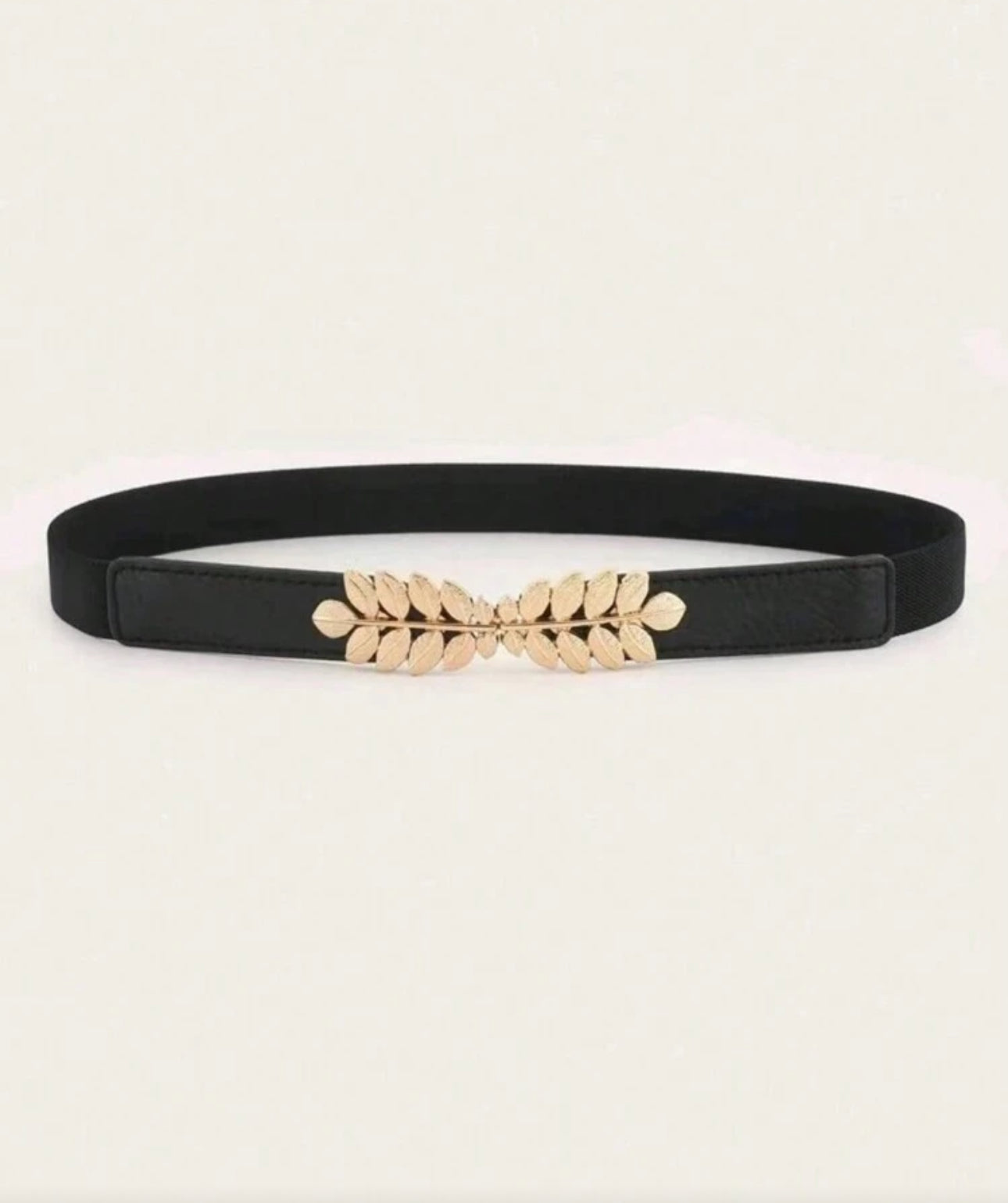 Elegant Black Leather Belt with Gold Textured Buckle – Classic and Stylish
