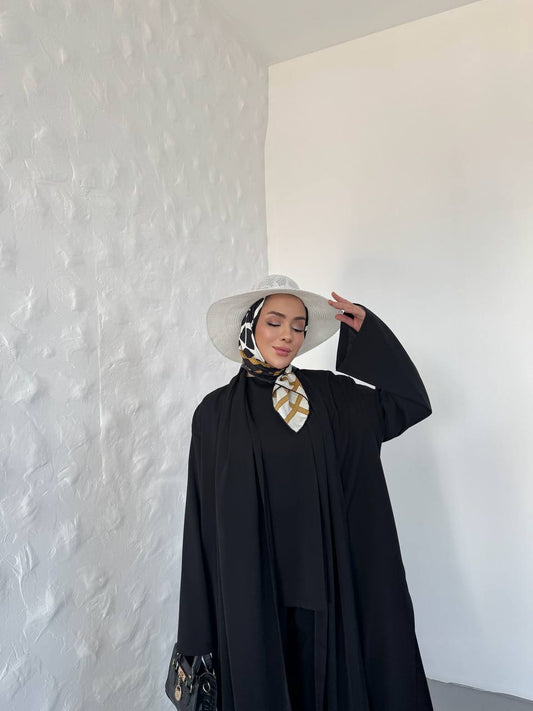 4-Piece Co-Ord Set | طقم كورد رسمي صيفي ٤ قطع بلوزة، بنطلون، عباية، وحزام