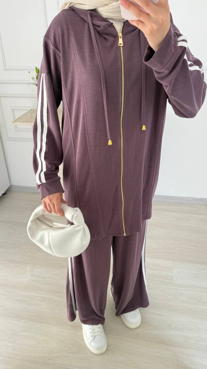 Urban Stripe Hoodie Set