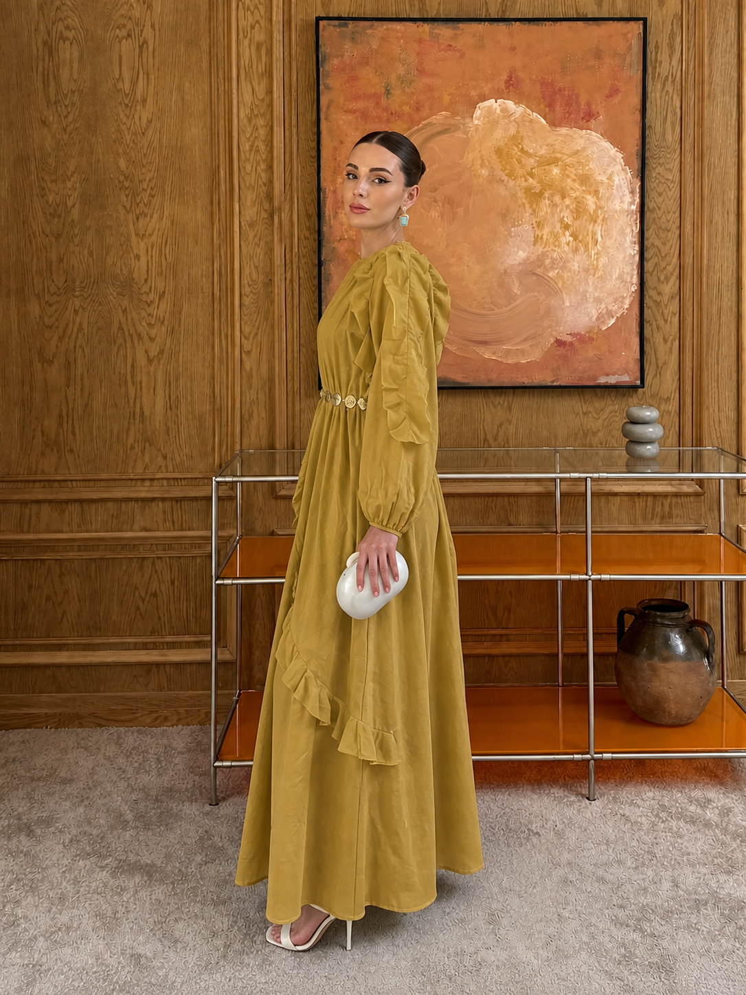 Dark Mustard Eid Dress With Belt