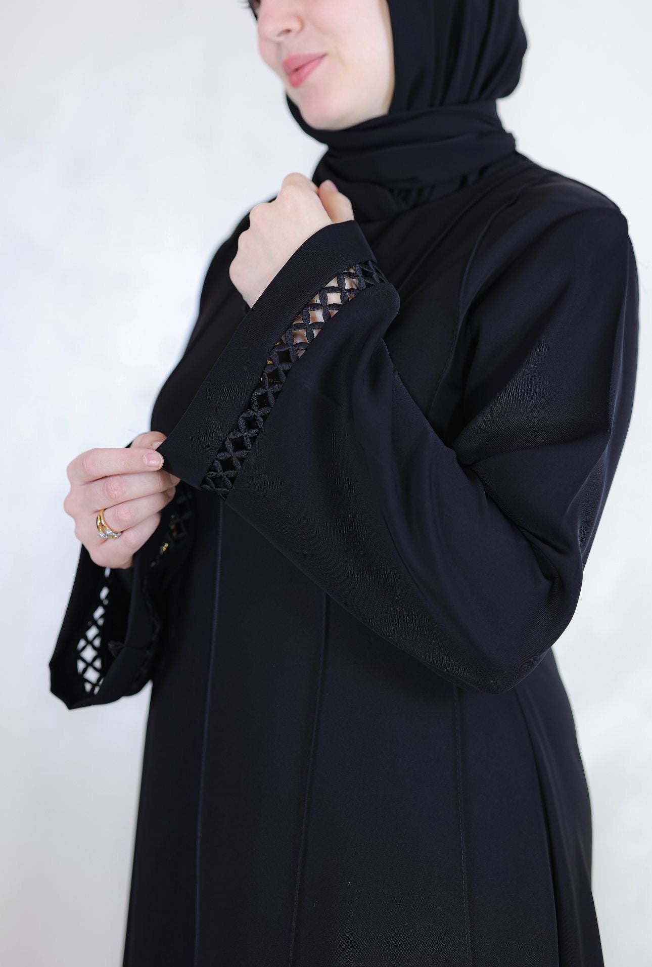 Lattice Pattern Sleeve Abaya