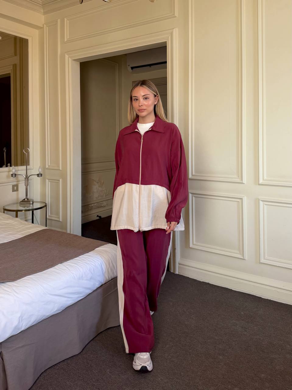 Half Half Contrast Tencel Set
