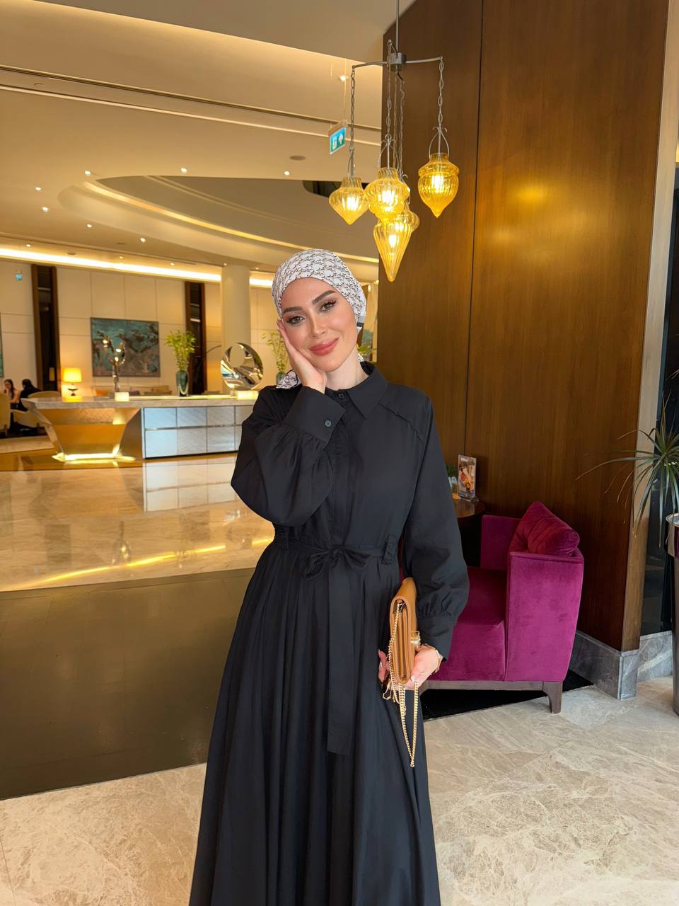 Elegant flared dress, fitted at the bust