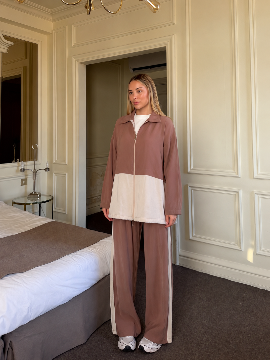 Half Half Contrast Tencel Set
