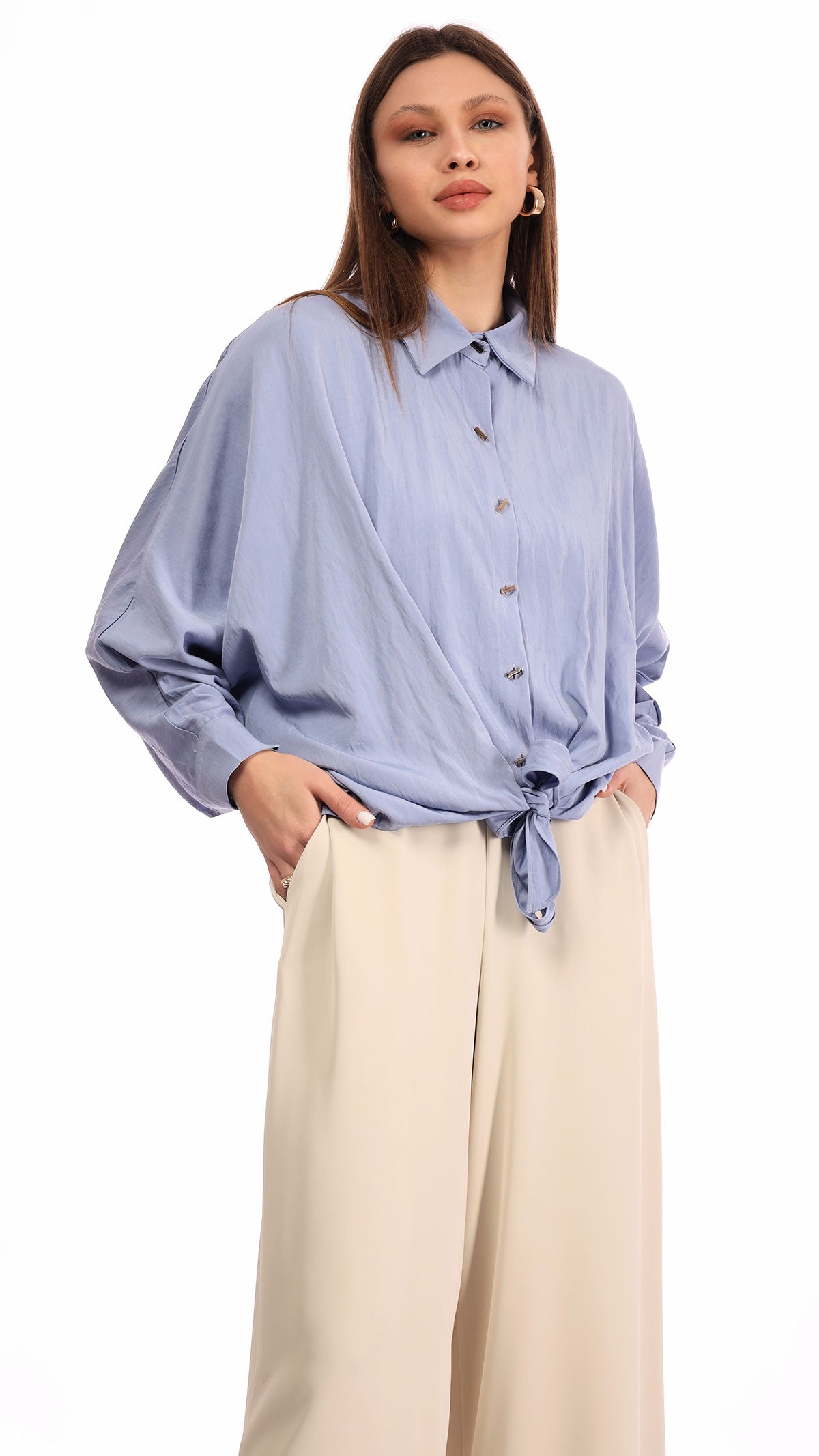 Linen Elegance Shirt with Gold Buttons