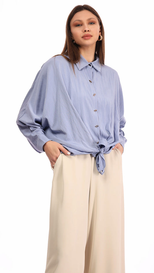 Linen Elegance Shirt with Gold Buttons