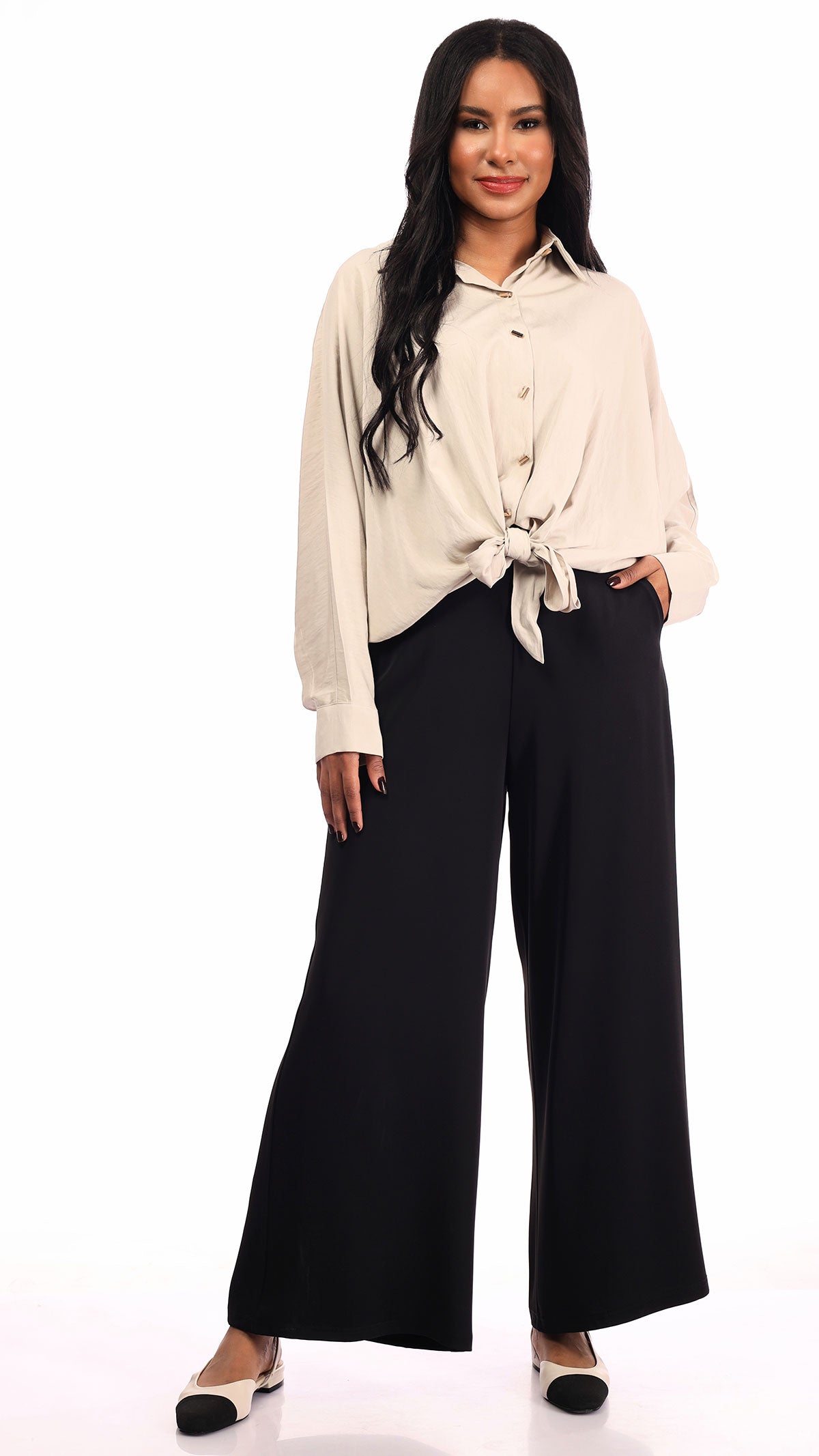 Linen Elegance Shirt with Gold Buttons