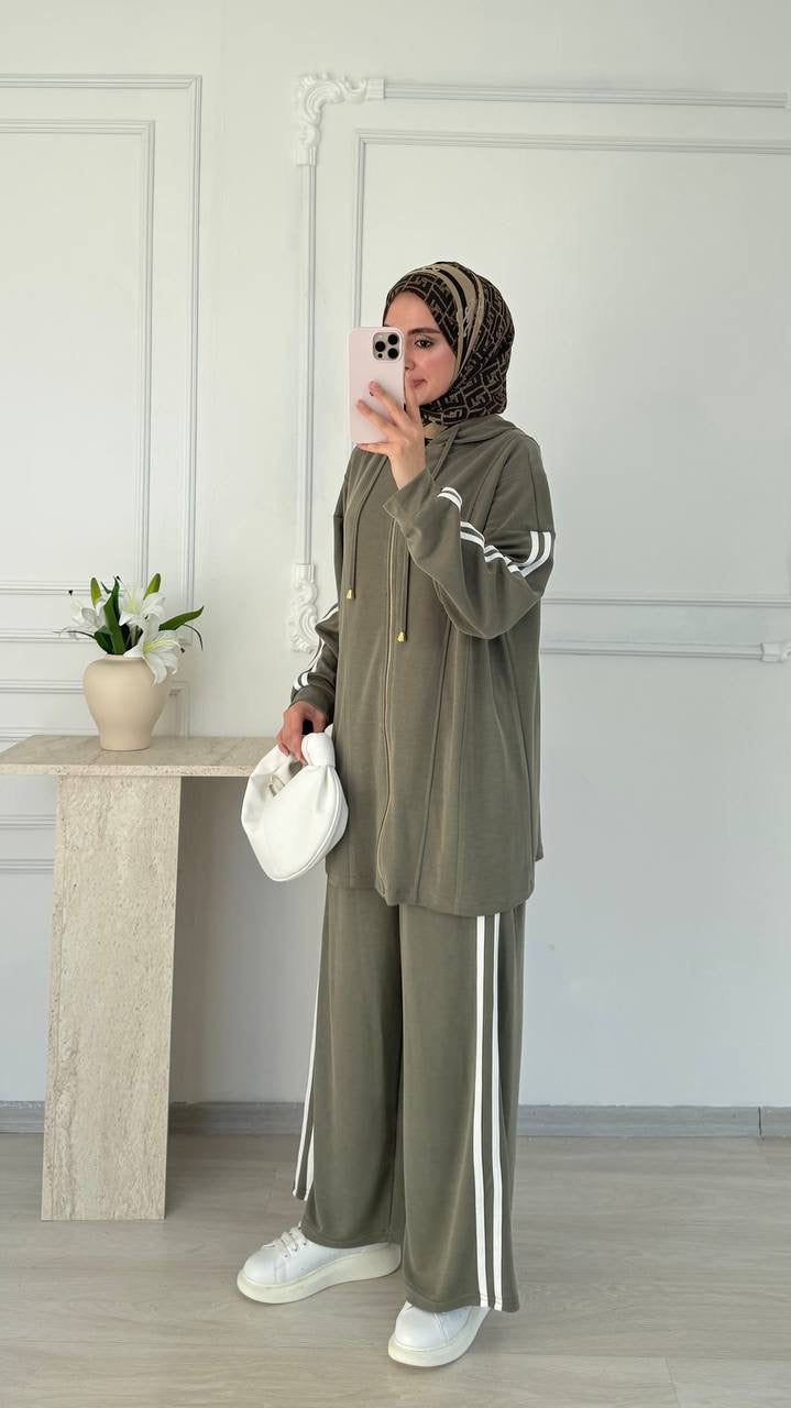 Urban Stripe Hoodie Set