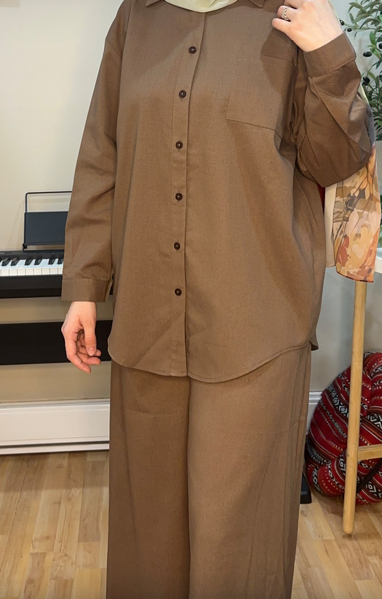 Two-Piece Basic Linen Outfit – Autumn (4COULORS)