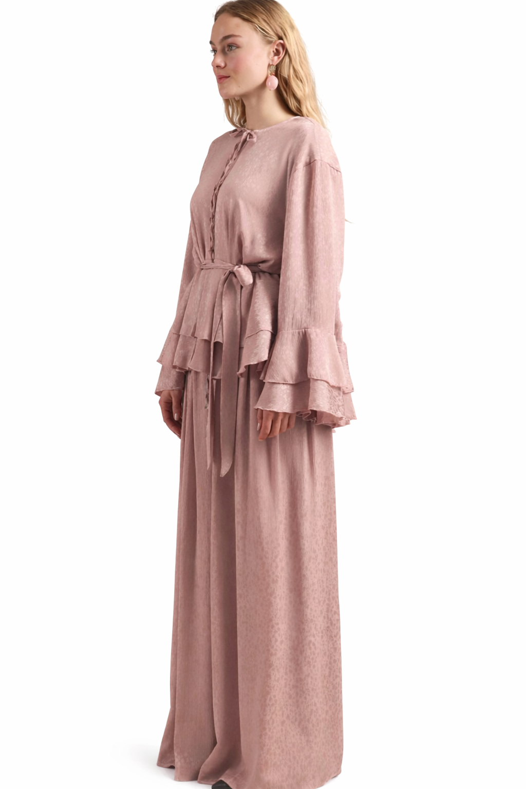 PINK AND BEIGE SATIN SET - Bagi Style
