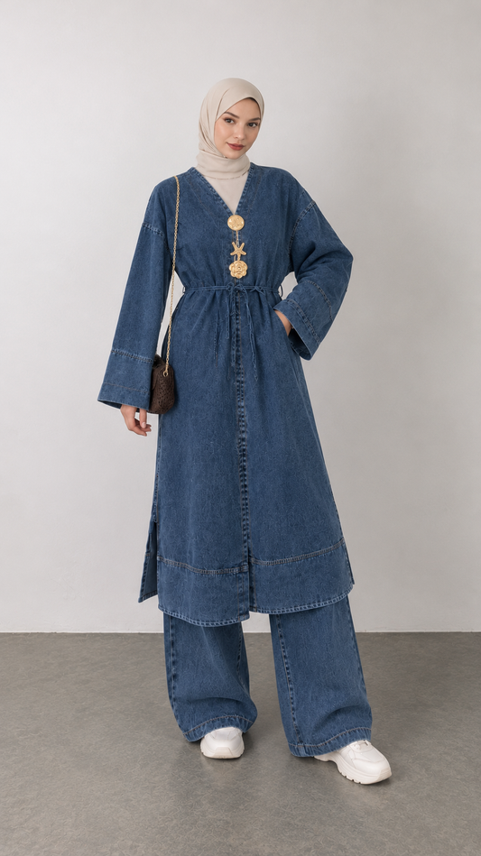 Denim Charm Kimono Set