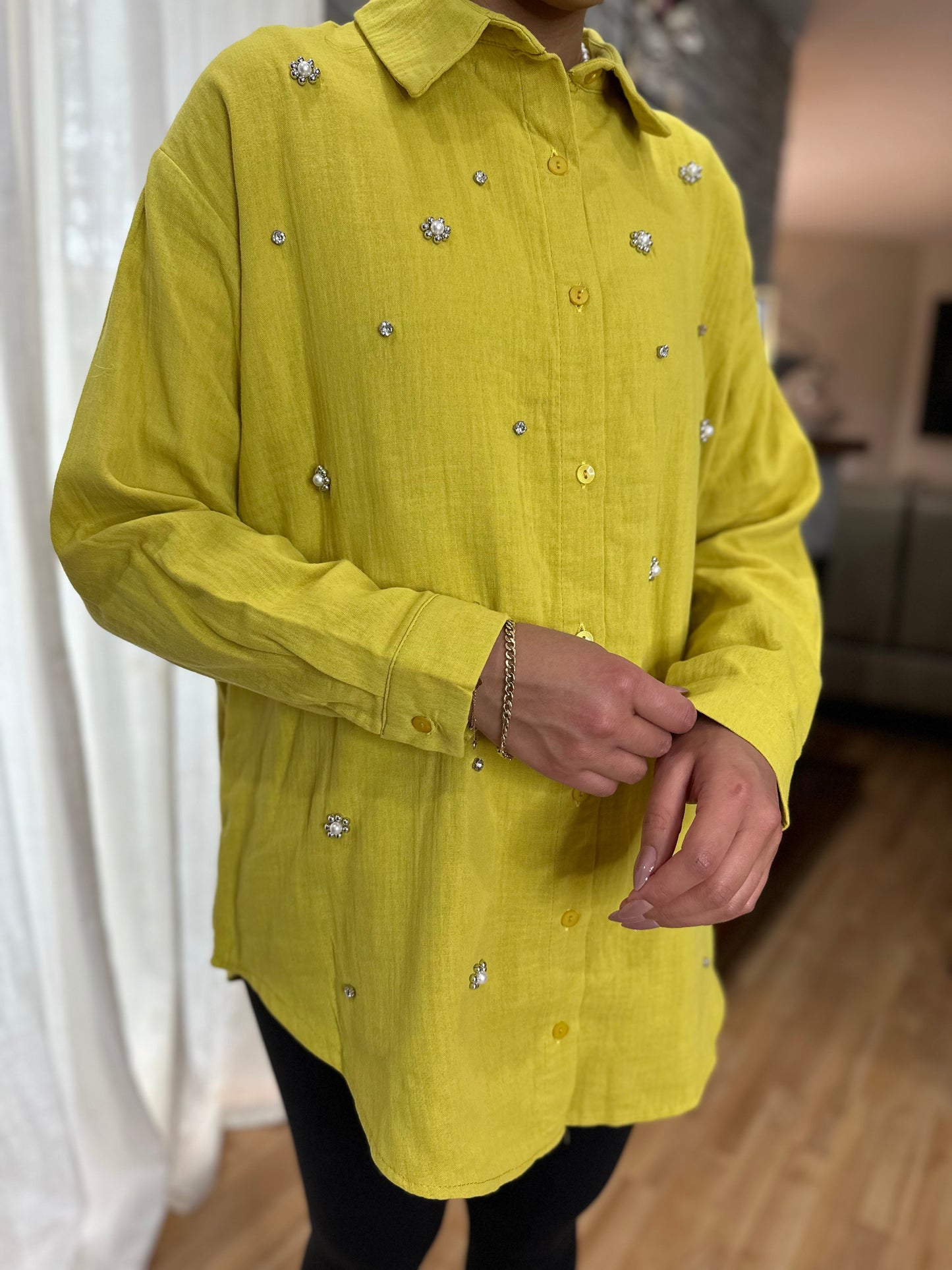 Embellished Linen Shirt