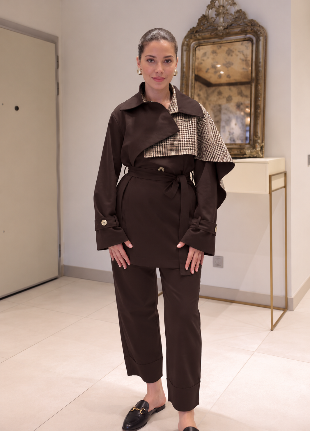 Caro Check Trench Jacket