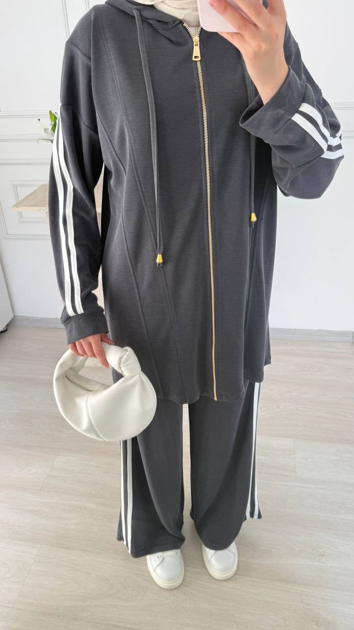Urban Stripe Hoodie Set