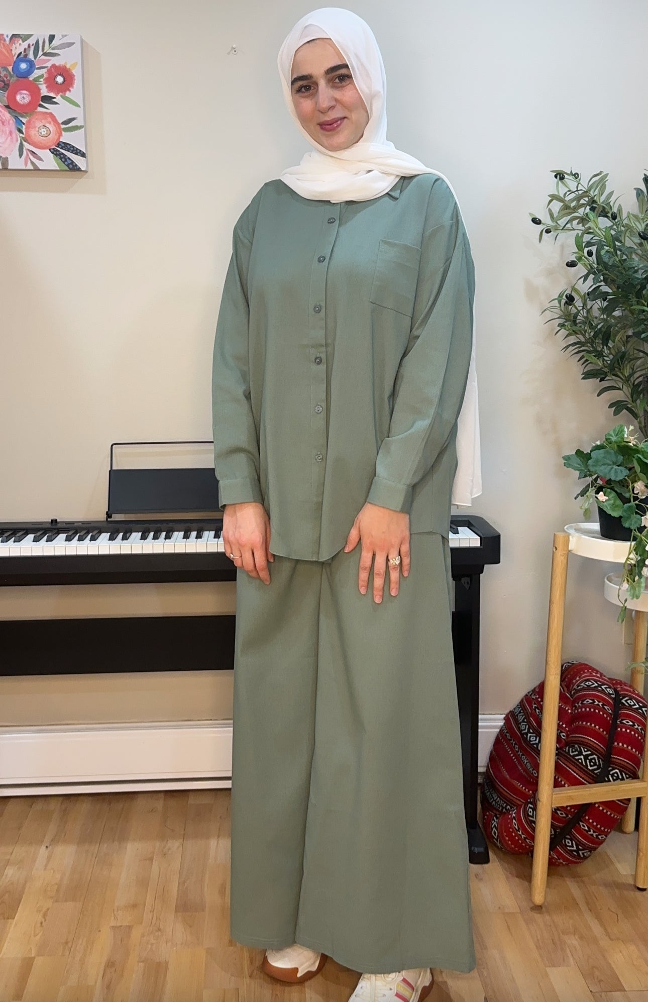 Two-Piece Basic Linen Outfit – Autumn (4COULORS)