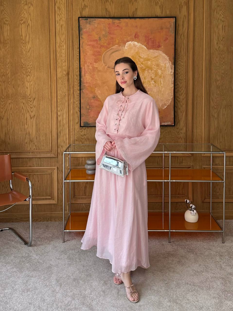 Skirt Set with Decorative Buttons & Wide Sleeves(2 Colours)