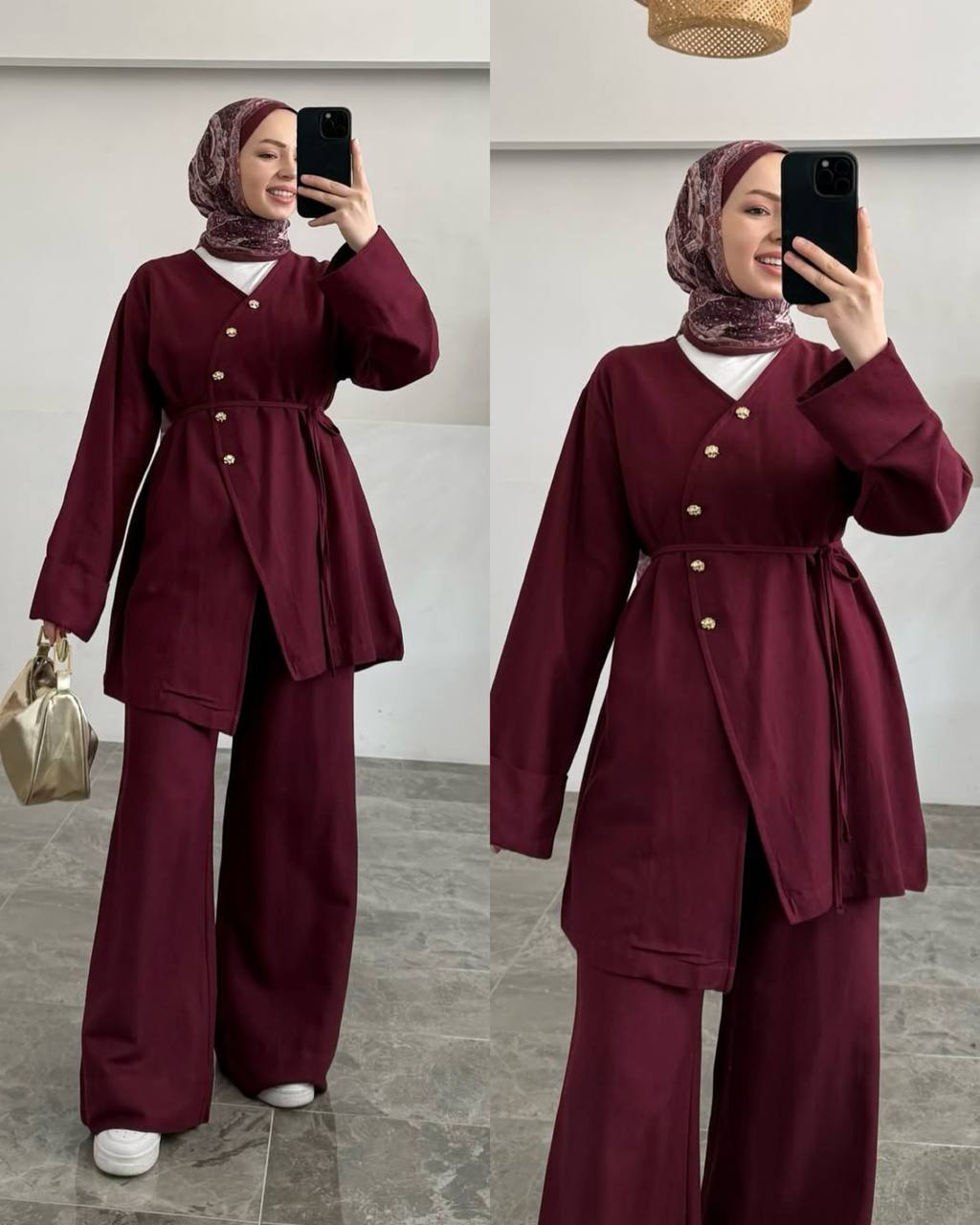 Casual suit with golden buttons