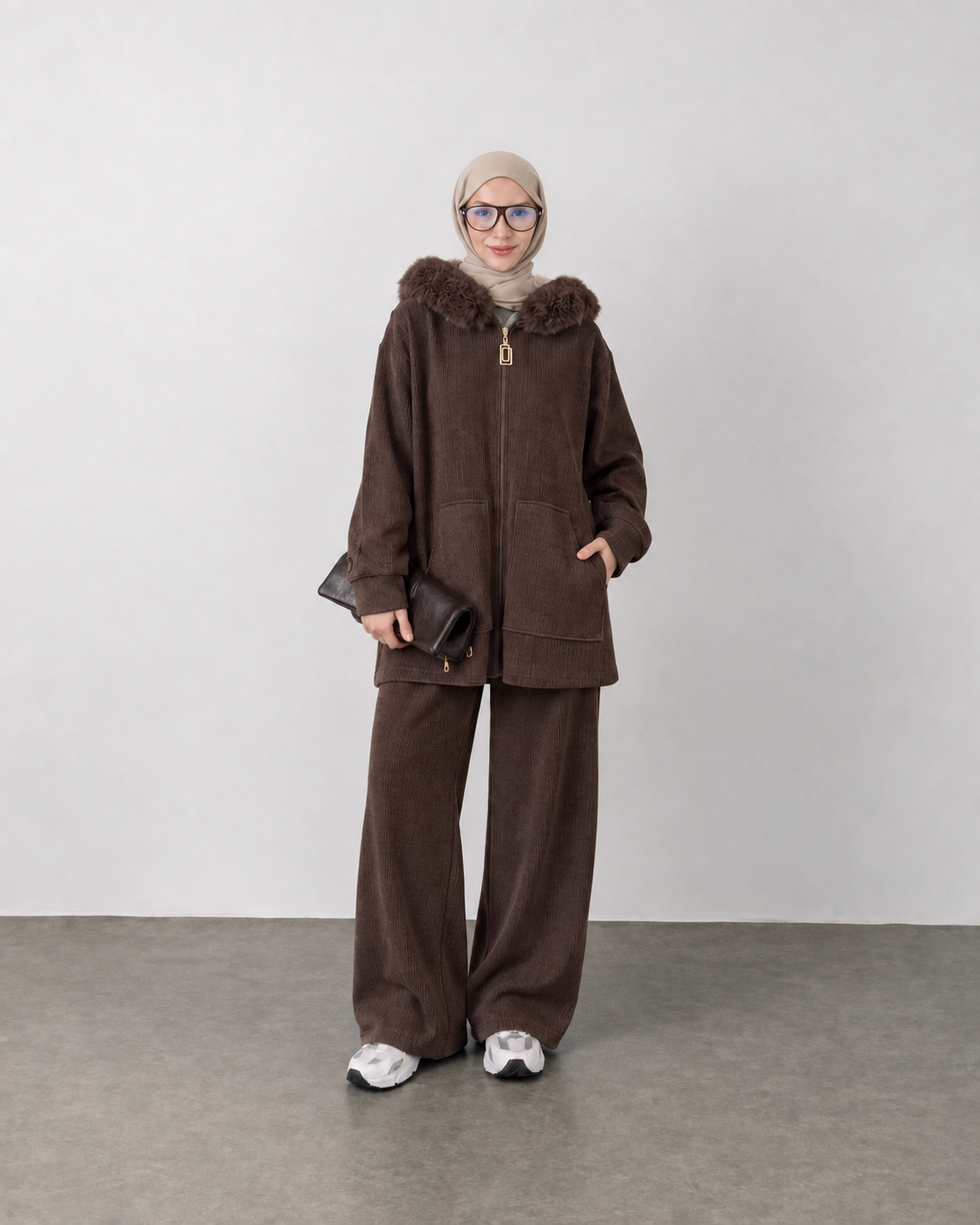 Fur-Lined Corduroy Set