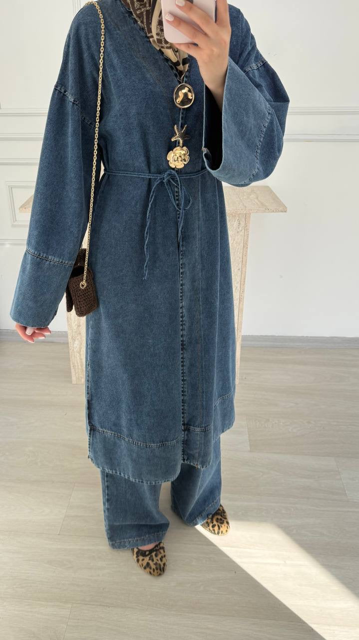 Denim Charm Kimono Set